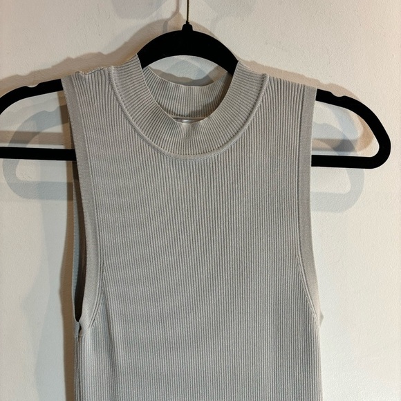 ZARA Sz M Melange Midi Shift Dress Ribbed Jersey Knit Round Neck Sleeveless - Picture 3 of 10